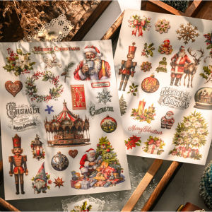 Vintage Christmas Rub on Stickers Large Aesthetic Scrapbooking Xmas Snowflake Santa Claus Transfer Stickers Crafting And Hobbies