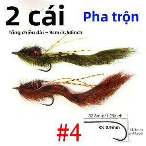 2 Chiếc Mồi Câu Giả ICERIO Kiểu Streamer Dành Cho Cá Hồi Cá Vược - Kiểu Tìm Cá Đáy Với Mắt Dạng Quả Tạ Đuôi Sóc Dùng Cho Nước Ngọt & Nước Mặn