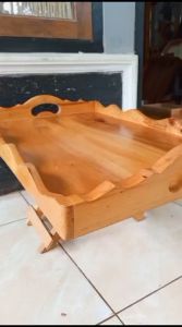 Nampan Kayu Besar 60x60x5 Model Unik Gelombang Baki Penyaji Makanan & Minuman