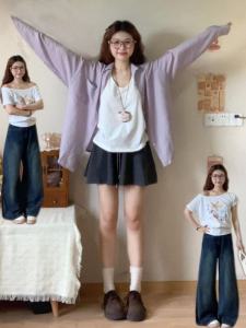 Áo Sơ Mi Cotton Dài Tay Màu Tím Thời Trang Nữ Dáng Rộng Chống Nắng Mùa Hè 2025 Áo Sơ Mi Cổ Polo Thường Ngày Màu Trơn