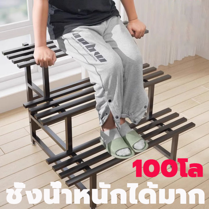 ชั้นวางต้นไม้เหล็กคาร์บอนหลายชั้น ดีไซน์ขั้นบันได