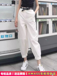 กางเกงยีนส์ทรงหลวมสบาย ๆ สำหรับผู้หญิง กางเกงขายาวทรงเดนิมสไตล์คุณพ่อ กางเกงขายาวทรงฮาราจูกุ ทรงเอวสูง ความยาว 9 ส่วน