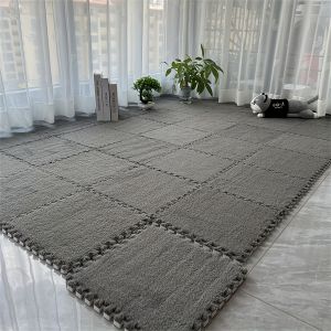 12Pcs Interlocking Carpet Tiles 11.8"x11.8" Washable Non-Slip EVA Polyester Floor Mat Cuttable DIY Bedside Rug