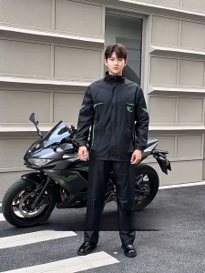 Jerry.jk ⛈️เสื้อกันฝนแบบแยกส่วน⛈️ ชุดกันฝน  ชุดเสื้อกันฝนและกางเกงกันฝน เสื้อกันฝน มีแถบสะท้อนแสง เสื้อกันฝนผู้ใหญ่ เสื้อกันฝนมอเตอร์ไซค์   Waterproof Rain Suit