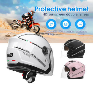 【FOR ADULT】100% Original Half Helmet Motor Helmets Double Lens Motorcycle Helmet Half Topi Keledar Separuh Helmet Motosikal Keledar 双镜片摩托車頭盔/BYB 730
