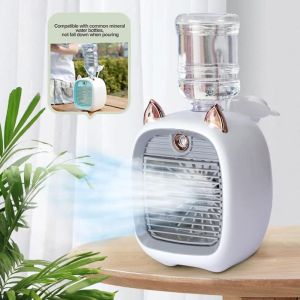 House Life Portable Mini Air Conditioner Fan USB Air Cooler Fan Humidifier 3 Speed 2 Mode Spray Mute Cooler for Office Desk Cool Fans