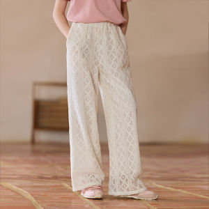 Little Naive | Casual Vintage Lace Hollow Narrow Straight Pants