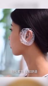 100PCS Penutup Telinga Plastik Pelindung Cat Rambut Semir Mandi Tutup Kuping Ear Cover Transparant Earmuff