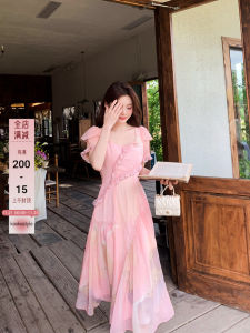 Gula Liangpin Original Fairy Tale French Gentle Print Dress National Style Bubble Sleeve Dress Womens Fashion Summer Long Dress