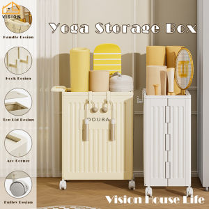 ราวที่เก็บเสื่อโยคใช้เพื่อครัวเรือนอุปกรณ์ การถอดออกได้ไม้แบดมินตันลูกกลิ้งโฟมกล่องเก็บของในบ้านตะกร้า สกปรกพร้อม ฝาปิดและล้อ