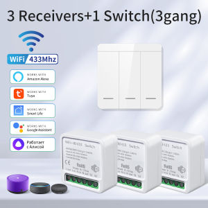 16A/20A Tuya WiFi Smart Switch RF 433MHz 1/2/3 Gang Wireless Wall Panel Switch Works with Alexa Google Assistant For LED Lamp