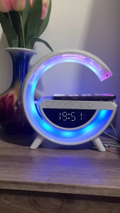 【✅SG Seller✅】RICHMENT Multifunctional LED Smart Speaker Bluetooth Speaker-Colorful Atmosphere Light with Wireless Charging and FM Radio and Alam Clock All-in-one Machine Strengthfully Large Bluetooth Speaker for Bedroom Home Decor(with FREE SHIPPING)