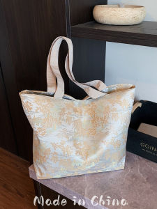 New Chinese Style Large Capacity Womens Shoulder Bag Fashionable Versatile Tote Bag Commuter Bag Soft Cotton Casual Handbag