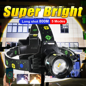 Most Powerful Headlamp White/Yellow light Rechargeable LED Headlight 800M High Power Head Flashlight Waterproof Fishing Lantern