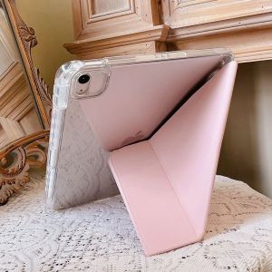 Acrylic iPad Protective Case Foldable Shockproof Anti-Bend with Pen Slot for Apple pro 11 10.9 Inch 10.2 Inch Tablets Clear Shell
