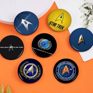 S-Star Trek Tinplate Pin Button Custom Anime Role Old-school Brooch Cartoon Collar Badge Jewelry Gift Fans