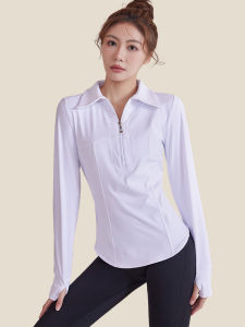 New Half Zip Long Sleeve Yoga T Shirt Womens Outdoor Running Fitness Quick Dry Climbing Cycling Jacket Loose Fit Polyester