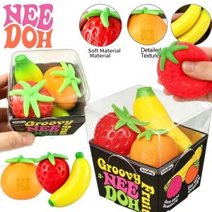 New Trending Viral 3pcs Simulation Strawberry Orange Banana Squishy Toy Slow Rising Stress Relief Squeeze Toy for Crossborder