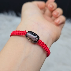 Q1543 Vòng lu thống Thạch Anh Tóc Đen tết handmade cho Thủy và Mộc - Phong Thuỷ TUDO P