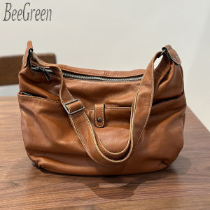 BeeGreen นิ่มแฟชั่นกระเป๋าสะพายใบใหญ่หนังแท้สำหรับผู้หญิงกระเป๋าสะพายเดินทางความจุมากกระเป๋าใส่โทรศัพท์มือถือ