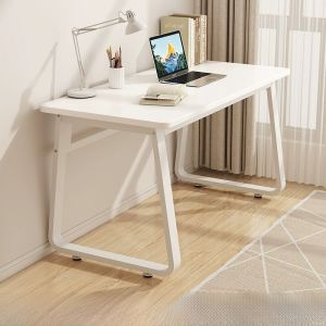 Modern Simple Home Computer Desk Metal Writing Table Student Study Desk Office Desk with Cable Hole Art Style Design