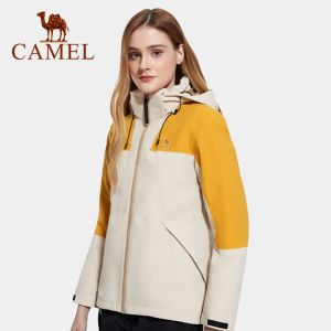 Cameljeans Outdoor Jacket for Women 3-in-1 Windproof and Waterproof Mountaineering Hiking Jacket Winter Removable Thickened Jacket(2 pieces)