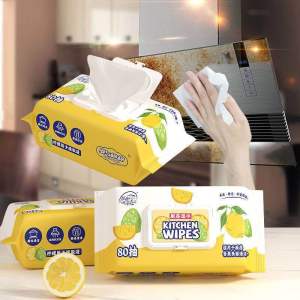 《新款升级》厨房湿巾大包带盖加厚去除油污清洁油烟机灶台一次性抹布