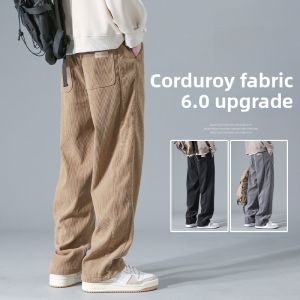 Corduroy Work Pants Mens Straight Leg Retro Casual Cool American Style Youth Pants Autumn Winter Long Trousers Loose Fit