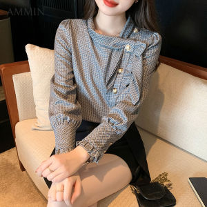 เสื้อเบลาส์หรูหรา AMMIN สำหรับผู้หญิง สไตล์ฉบับภาษาเกาหลี หรือฤดูใบไม้ หรือฤดูใบไม้ร่วง