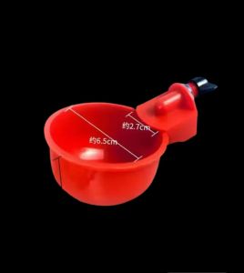 Automatic Chicken Waterer Bowl Kit - Red and Yellow Refillable Water Cups for Farm Coop Poultry - 9.27cm Diameter - Customer Photos