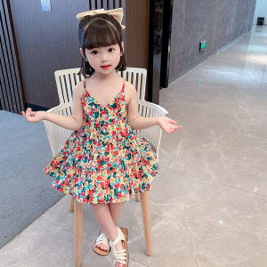 แฟชั่นผ้าฝ้ายMidiชุดสําหรับหญิง 2023 ฤดูร้อนมาใหม่ล่าสุดสไตล์เกาหลีพิมพ์ลายดอกไม้หลวมเอวPullover Slipกระโปรง