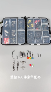 160PCS Fishing Accessories Full Set Box Fishing Accessories Kit With Hooks Fishing Sinker Set Box