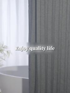 Elegant Linen-Feel Waterproof Shower Curtain with Telescopic Rod and Magnetic Fastening 120/180cm