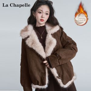 La Chapelle | Thickened Padded Warm Parka Coat with Fur Collar and Horn Button Design