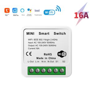 QNCX 16A Wifi Mini Smart Switch DIY Light Switches Wireless 2 Way Control Smart Home Tuya Smart Life Alexa Alice Google Home
