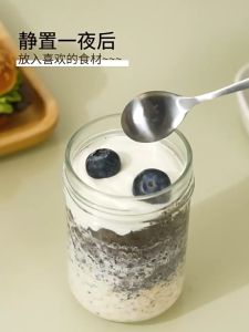 Eatkit Gelas Kaca Oatmeal 350ml Dengan Tutup Anti Tumpah Free Sendok Stainless Glass Cup Mug Salad