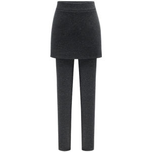 Slim Fit Thermal Thickened Fake Two-Piece Leggings Skirt Pants