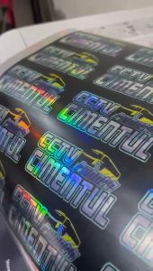 Cetak Stiker HOLOGRAM A3+ LAMINASI Cutting Custom Sticker Kemasan Produk Label Murah Logo Persisi