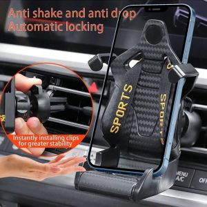 Car Gravity Phone Holder 360 Degree Rotatable Racing Seat Shape Car Air Vent Clip Mount Mobile Phone Holder Cell Phone Stand