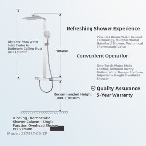 Kohler | Thermostatic Shower Faucet with Shelf 335mm