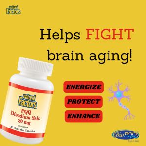 Natural Factors PQQ 20mg 30 Veg Caps for Brain Heart & Skin Mitochondrial Support Pyrroloquinoline Quinone