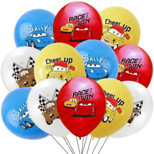 12pcs Lightning McQueen Mater Balloon Decorations Kit 12 Inch Cars Themed Latex Balloons for Birthday Baby Shower Party Supplies