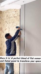 Wooden Fluted Panel Wall Panel Interior Decoration Modern Feature Wall Wooden Design Waterproof Durable Easy Installation Termite Resistant Wooden Fluted Wall Panel for Home Office Bedroom Living Room Interior