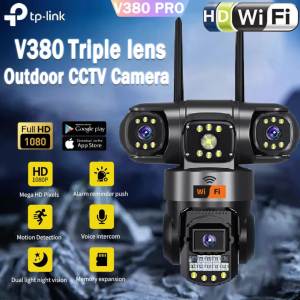 V380 PRO CCTV Camera WIFI Connect 360 Outdoor Waterproof Surveillance Connect Cellphone Night Vision 360°PTZ Control auto tracking Intelligent smart IP Security Camera