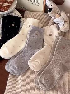 Cute Warm Mid-calf Socks with Bear Pattern