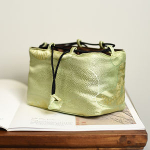 ปักระดับไฮเอนด์ ผ้าไหม ผ้าซาติน หนาขึ้น กระเป๋าเก็บเครื่องประดับเดินทางหลายช่องชุดน้ําชาบรรจุภัณฑ์ถุงผ้า