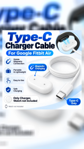 Type-C Charger Magnetic For Google Fitbit Air Replacement Charging Cable Cord Wire Adapter Compact Portable Accessory