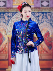 Xinjiang Dance Costume Autumn and Winter Square Dance Outwear Uygur Womens Stage Dance Long Sleeves Heattech Clothes