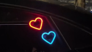 【✅SG Brand】RICHMENT Car Solar Powered LED Heart Ambient Light Solar & USB Charging Multi-Mode Suction Cup Window Atmosphere Lamp