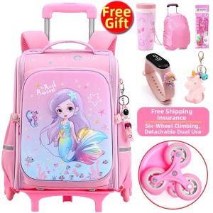 KABUYOUSI | Waterproof Trolley Backpack for Girls Grade 2-6 Stair-Climbing Capable